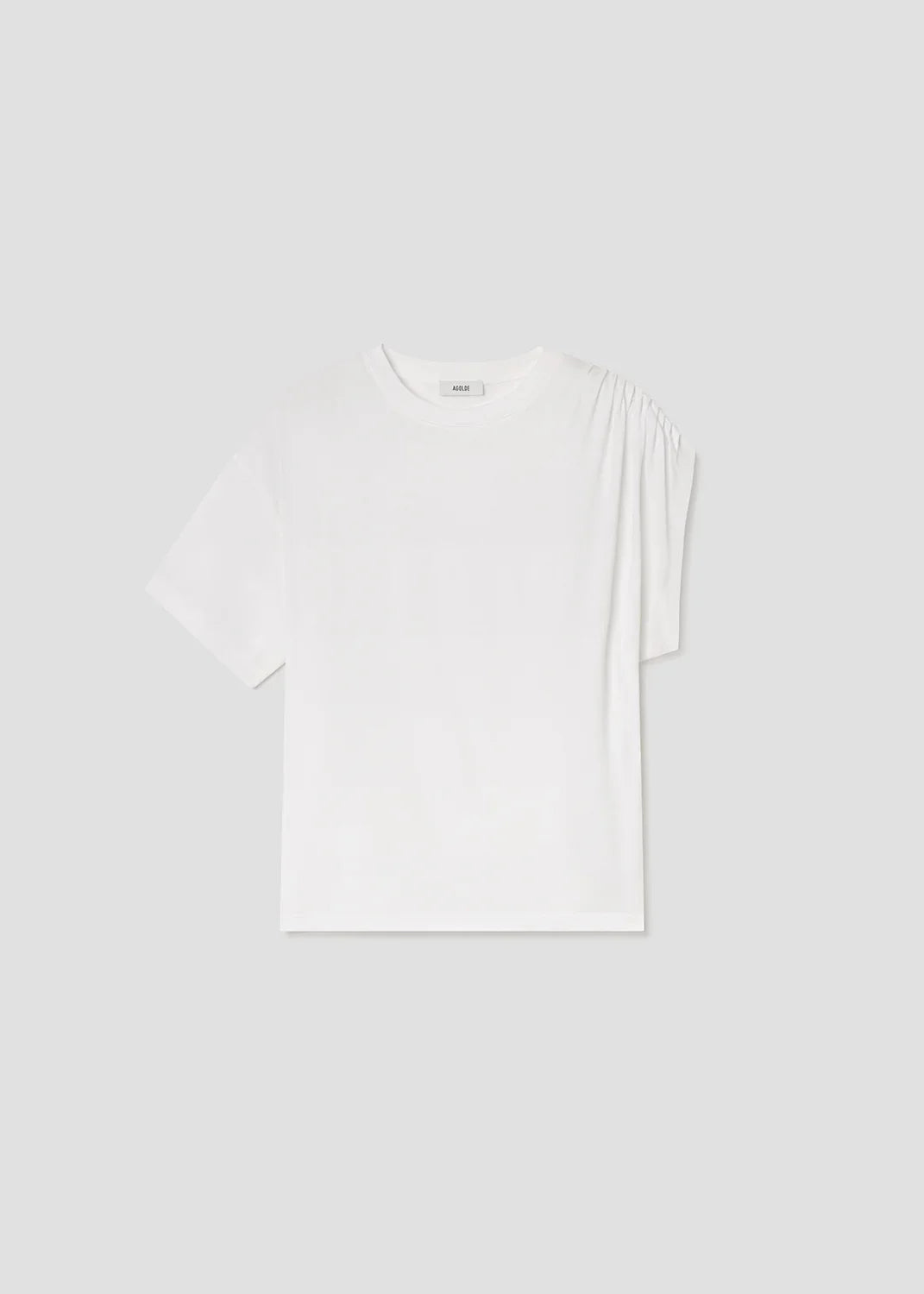 Agolde Weißes asymmetrisch geschnittenes T-Shirt – am Model