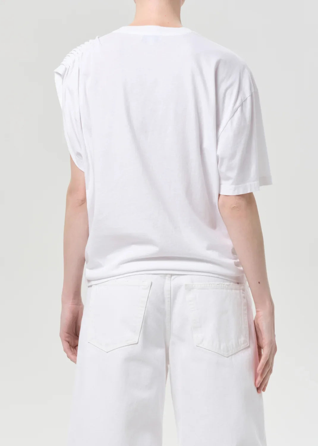 Agolde Weißes asymmetrisch geschnittenes T-Shirt – Detailansicht 2