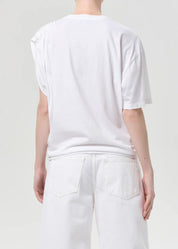 Agolde Weißes asymmetrisch geschnittenes T-Shirt – Detailansicht 2