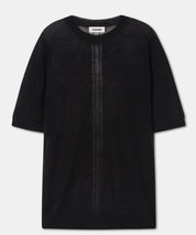 AERON Schwarzes, gestricktes T-Shirt mit offener Naht