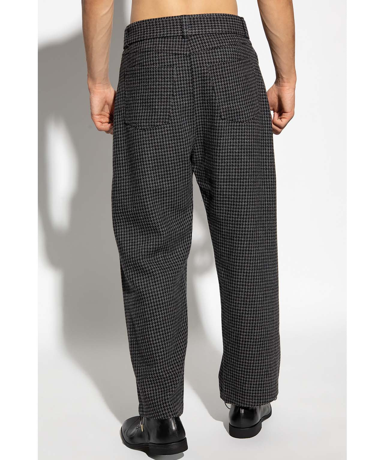 NANUSHKA Karierte Wollhose mit Gürtel