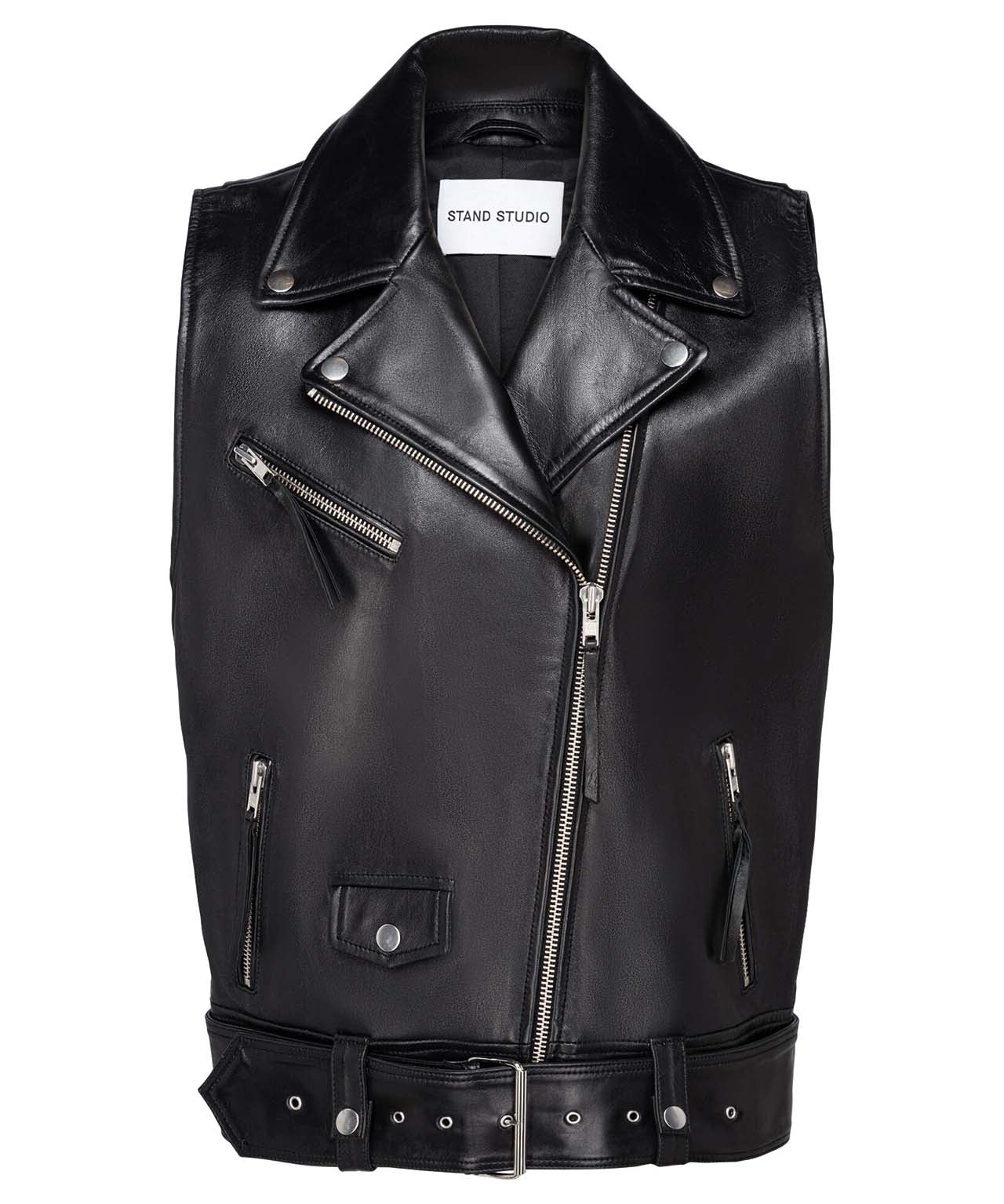 STAND STUDIO Schwarze oversized Bikerweste