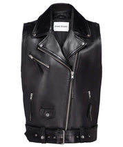 STAND STUDIO Schwarze oversized Bikerweste