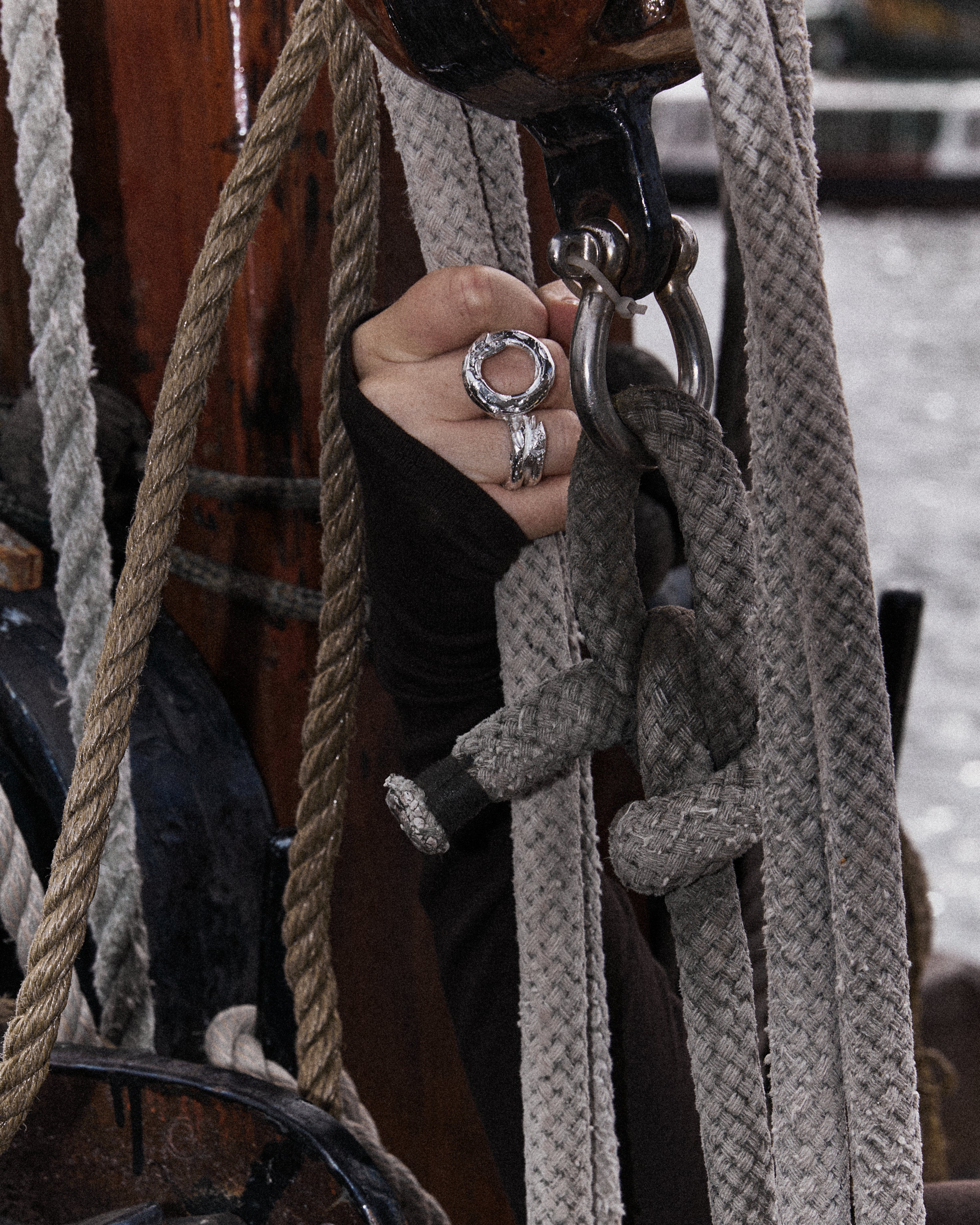CAROLIN DIELER, Long Sander Double Ring, Sterling Silver