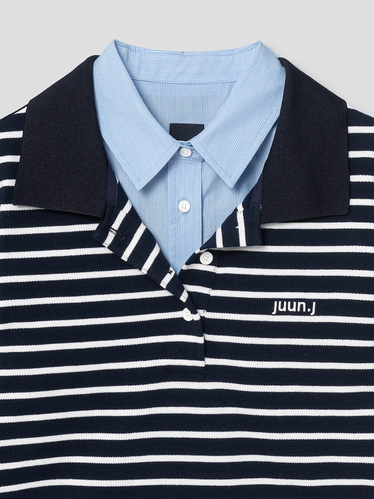 JUUN.J Gestreiftes Polo-Shirt mit Layerparts and Kragen und Ärmel