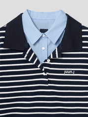 JUUN.J Gestreiftes Polo-Shirt mit Layerparts and Kragen und Ärmel