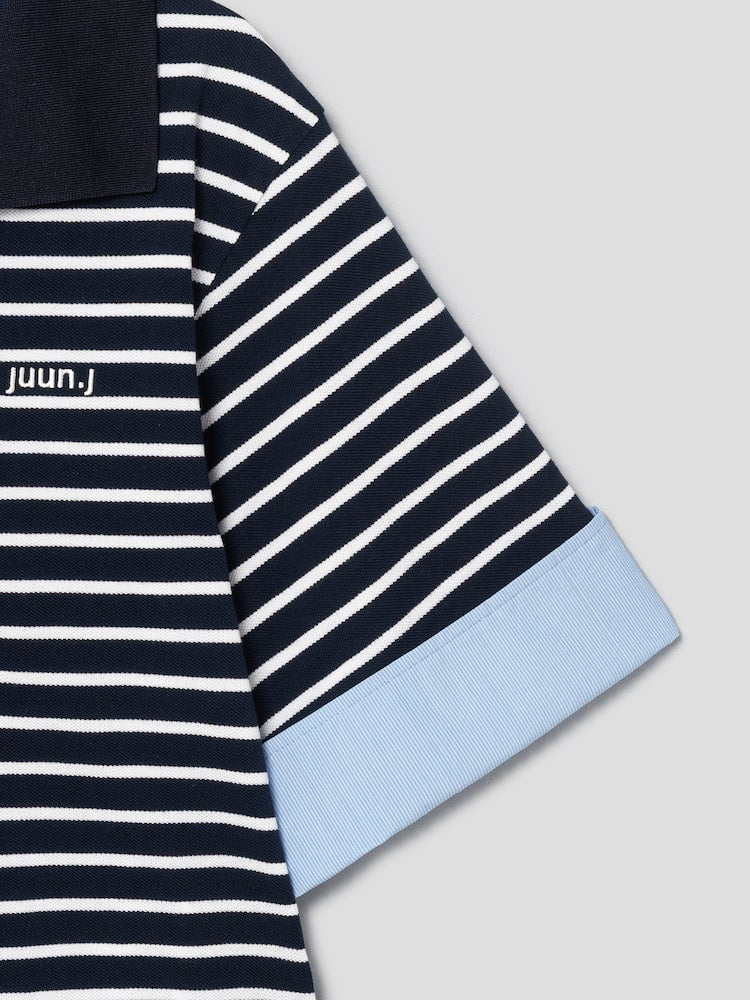 JUUN.J Gestreiftes Polo-Shirt mit Layerparts and Kragen und Ärmel