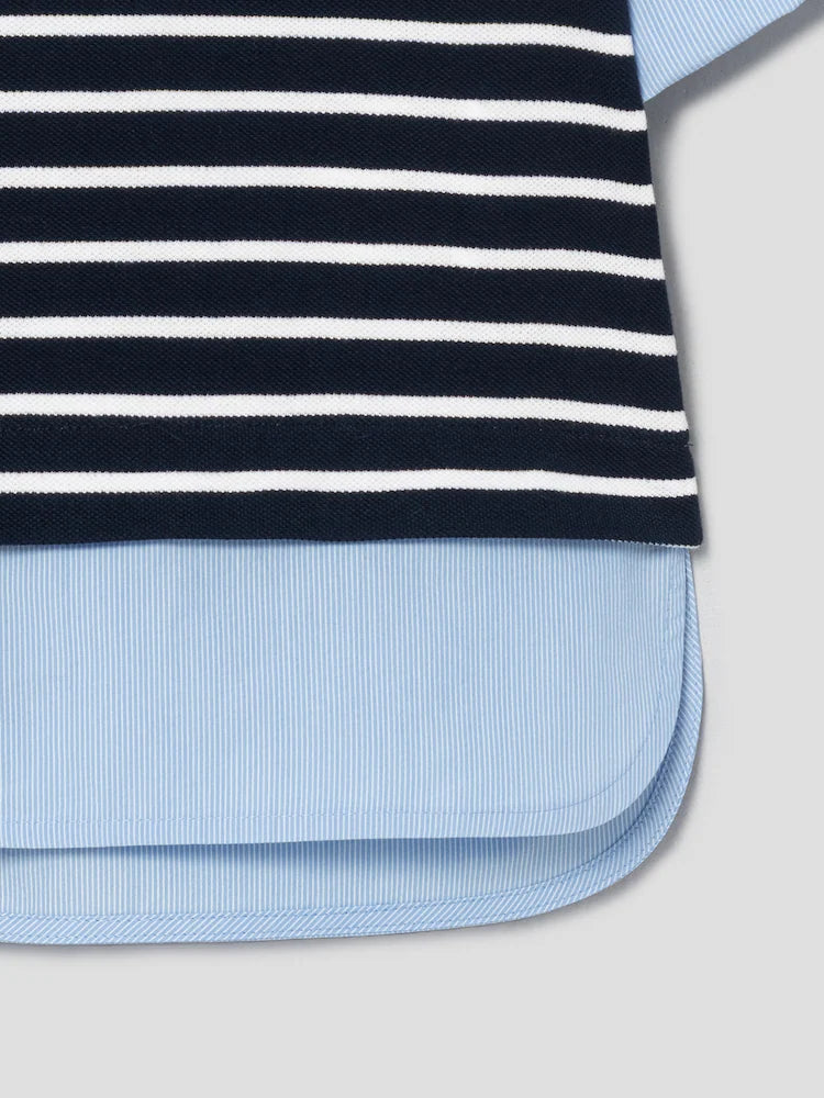 JUUN.J Gestreiftes Polo-Shirt mit Layerparts and Kragen und Ärmel