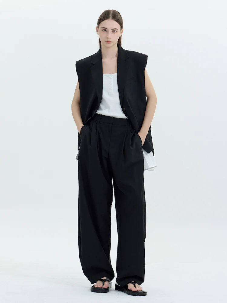 JUUN.J Oversized, schwarze Blazerweste