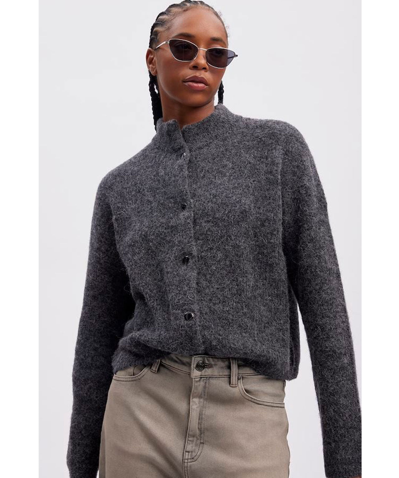 GESTUZ Grau melierter Cardigan