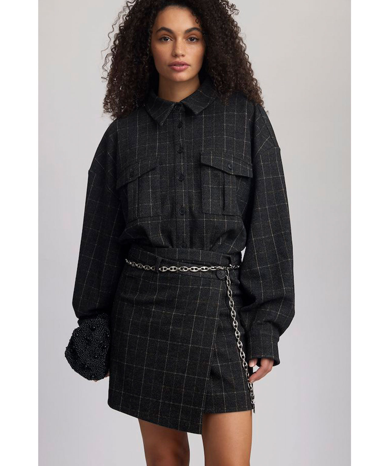 GESTUZ Braun kariertes Overshirt