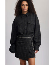 GESTUZ Braun kariertes Overshirt