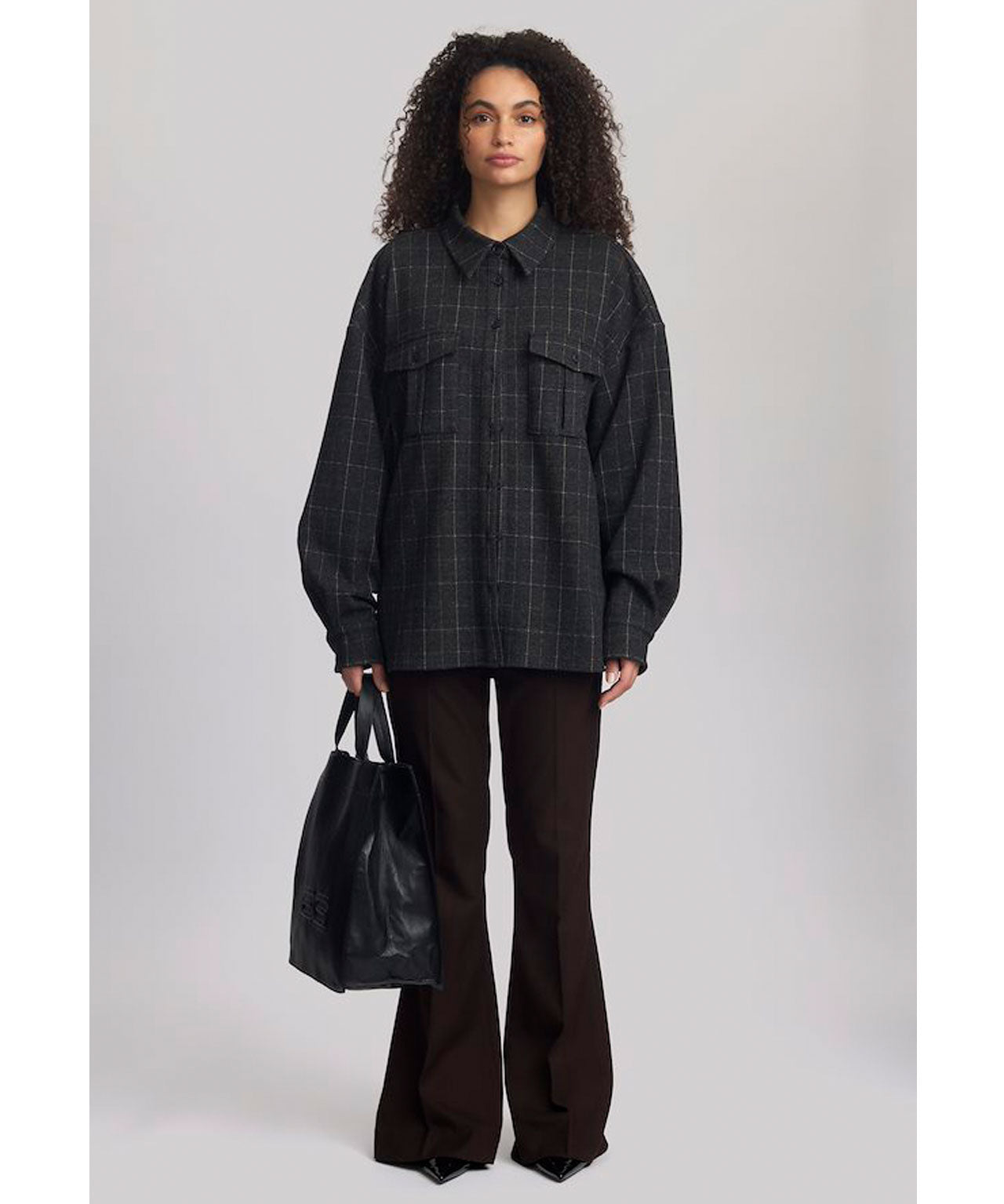 GESTUZ Braun kariertes Overshirt