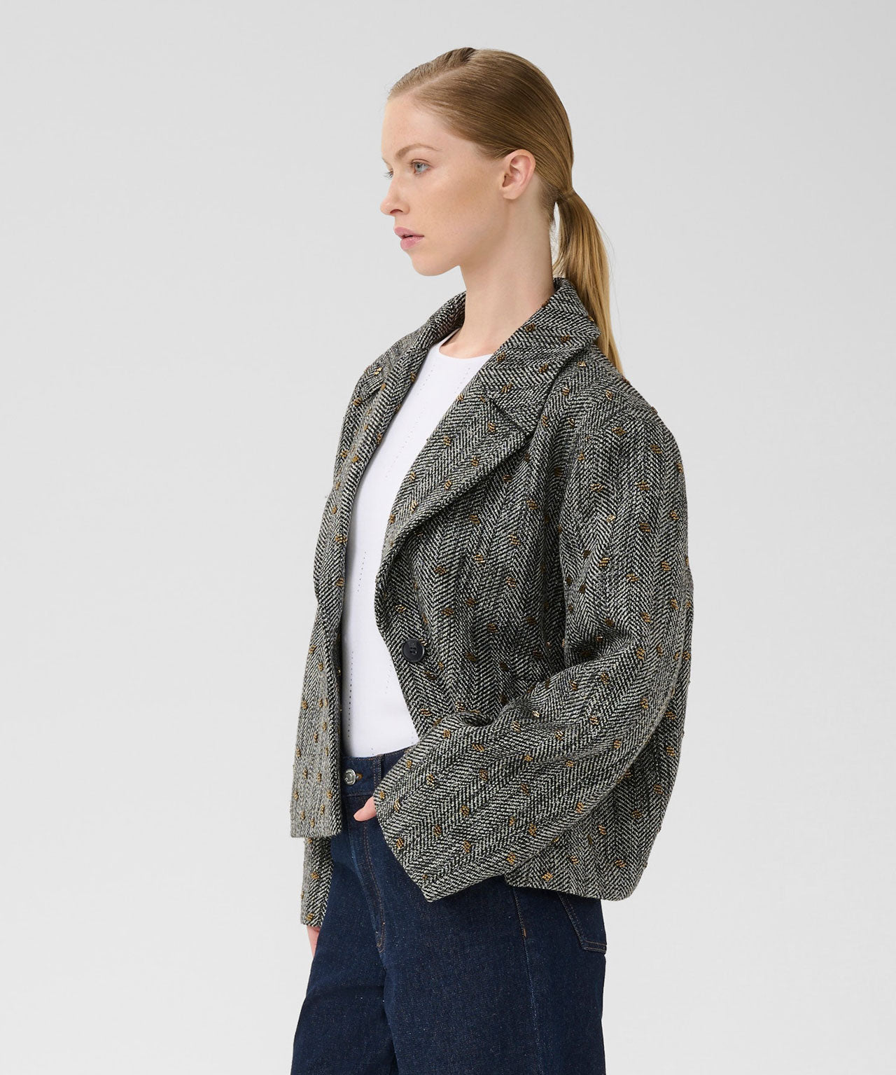 GESTUZ Oversized Blazer mit Herringbonetsruktur