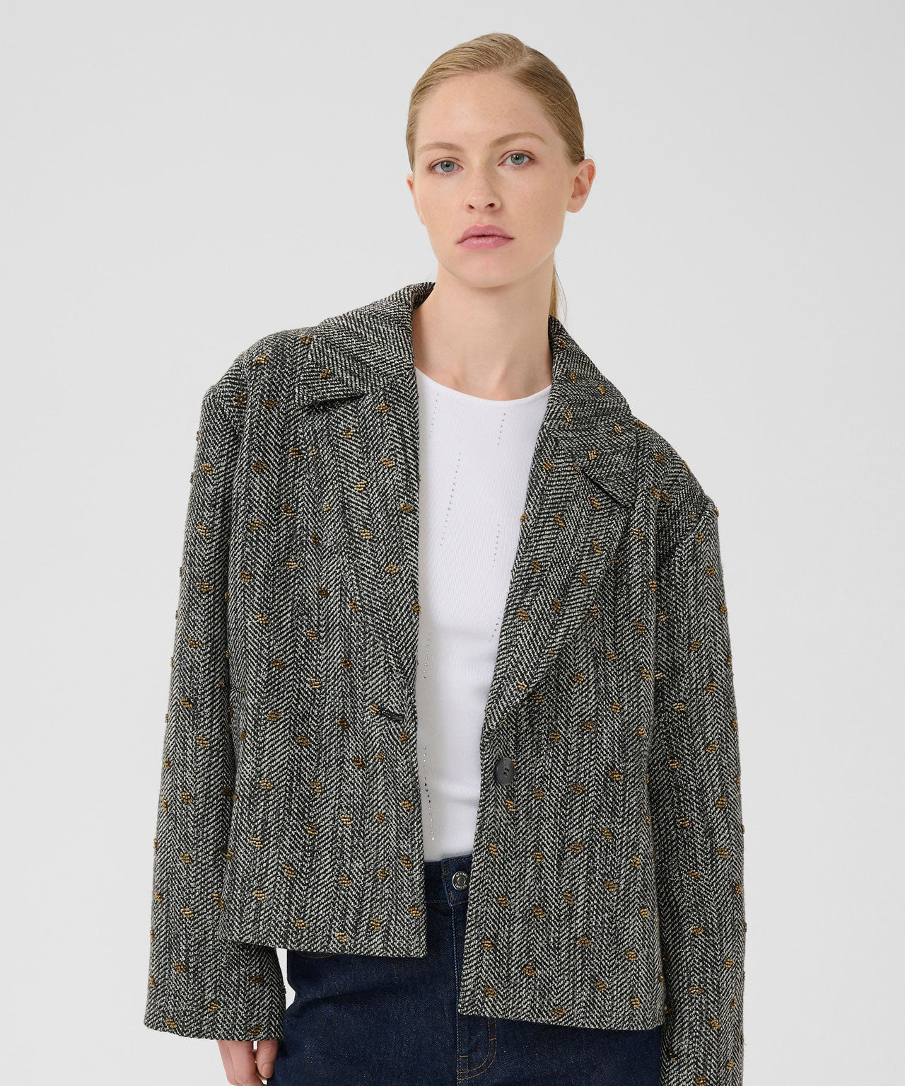 GESTUZ Oversized Blazer mit Herringbonetsruktur