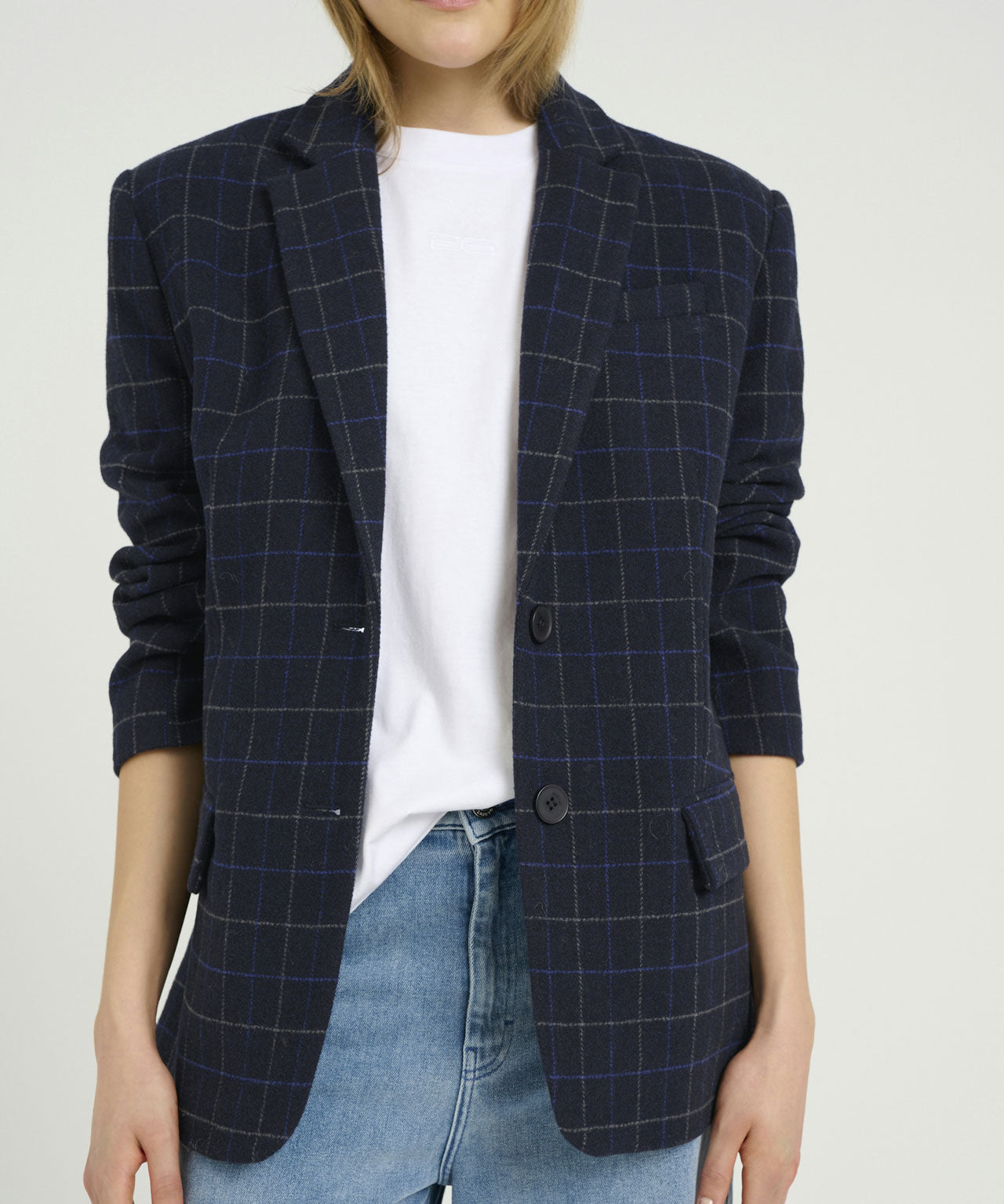 GESTUZ Dunkelblauer, karierter Blazer