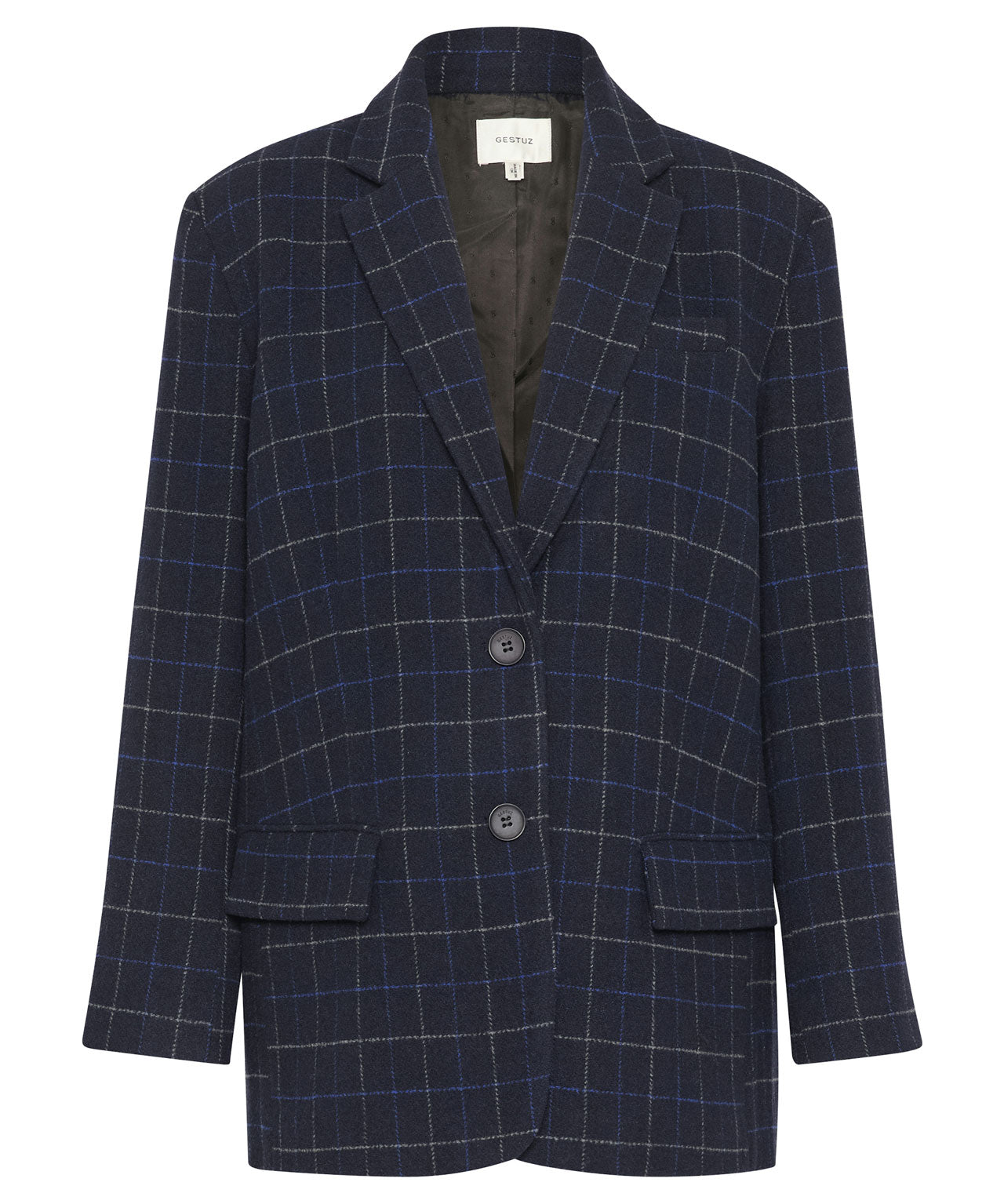 GESTUZ Dunkelblauer, karierter Blazer