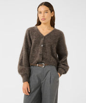 GESTUZ Brauner Strickcardigan mit Mohair