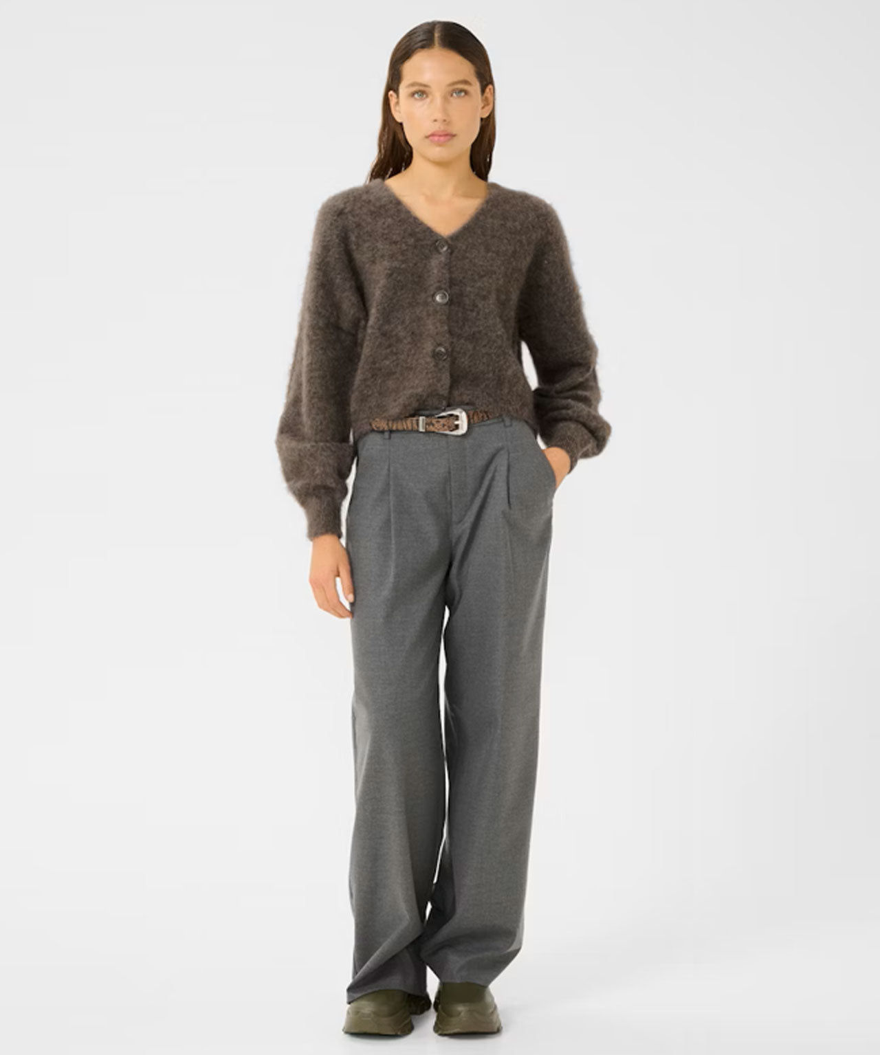 GESTUZ Brauner Strickcardigan mit Mohair