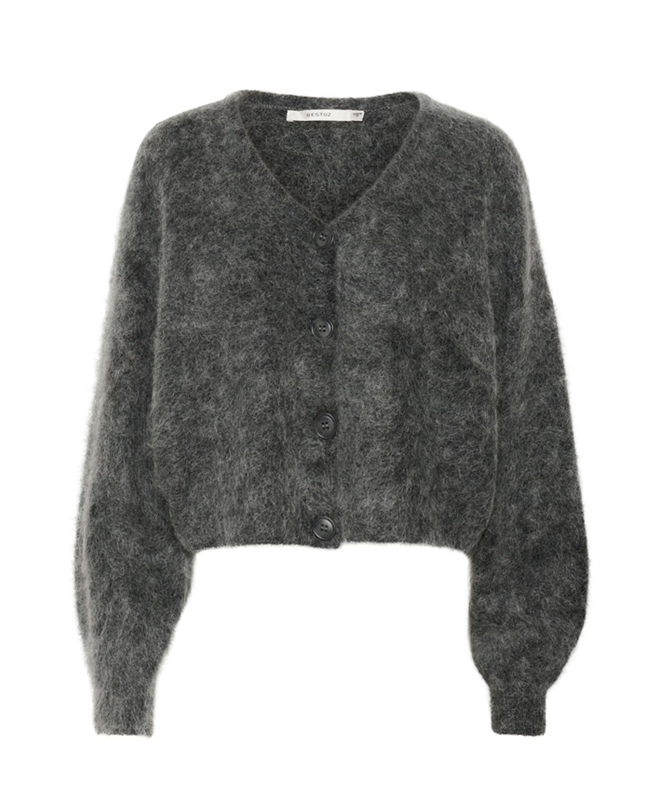 GESTUZ Grauer Strickcardigan mit Mohair