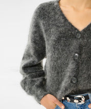 GESTUZ Grauer Strickcardigan mit Mohair