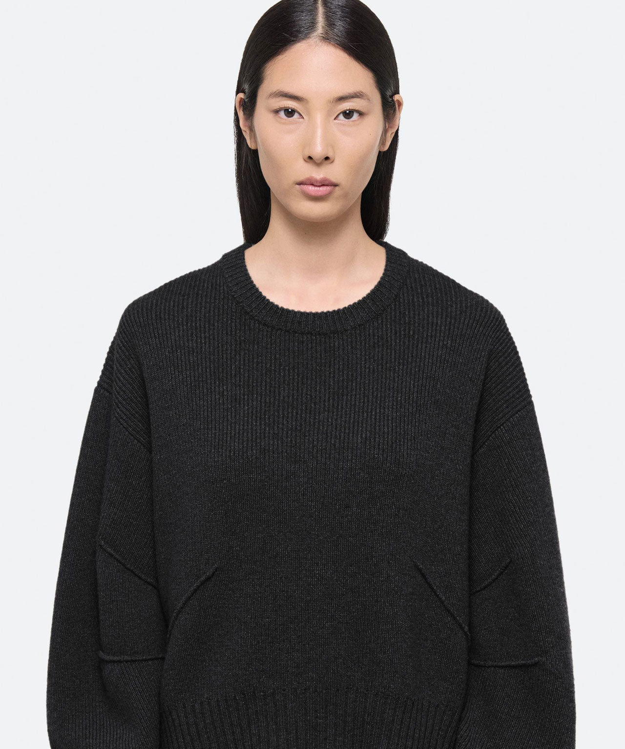 HELMUT LANG Schwarzer gefitteter Cashmerepullover