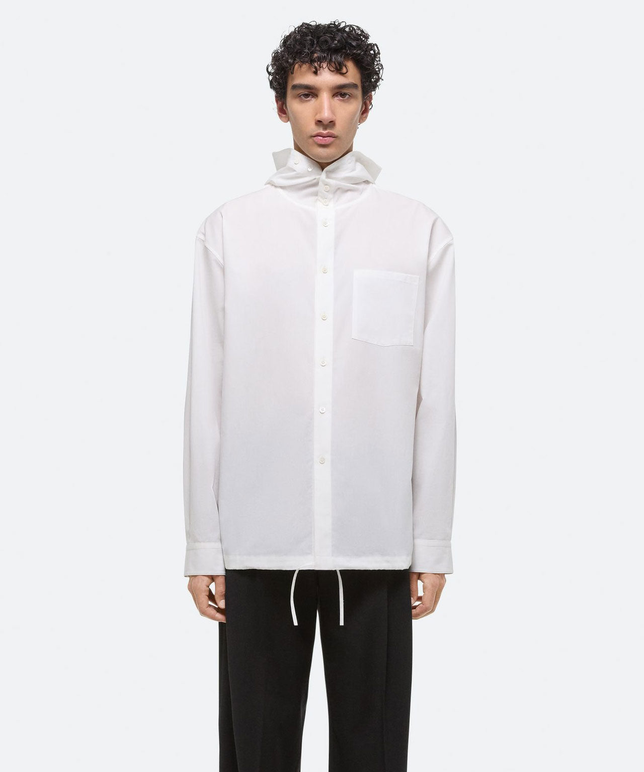 HELMUT LANG Oversized, hooded Baumwollbluse