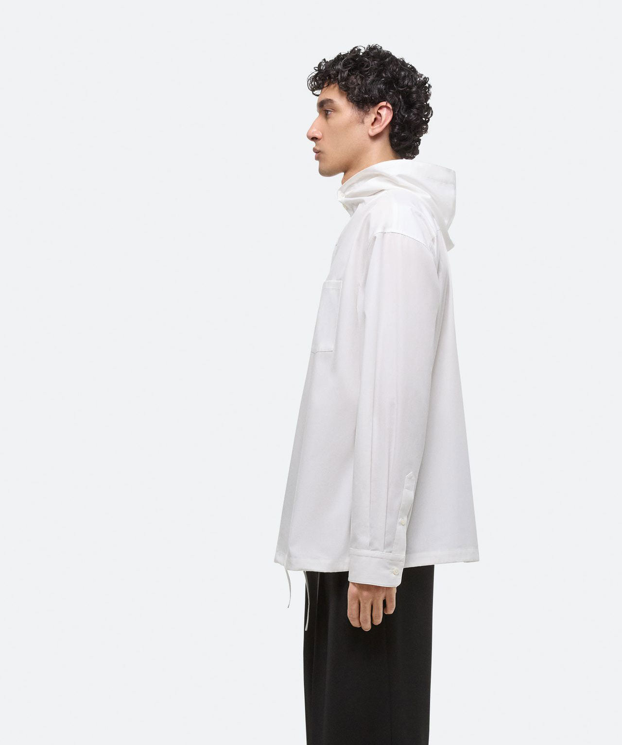 HELMUT LANG Oversized, hooded Baumwollbluse