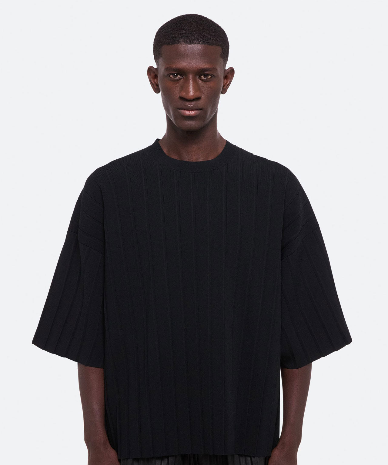 HELMUT LANG Strick T-Shirt mit Logo Intarsie