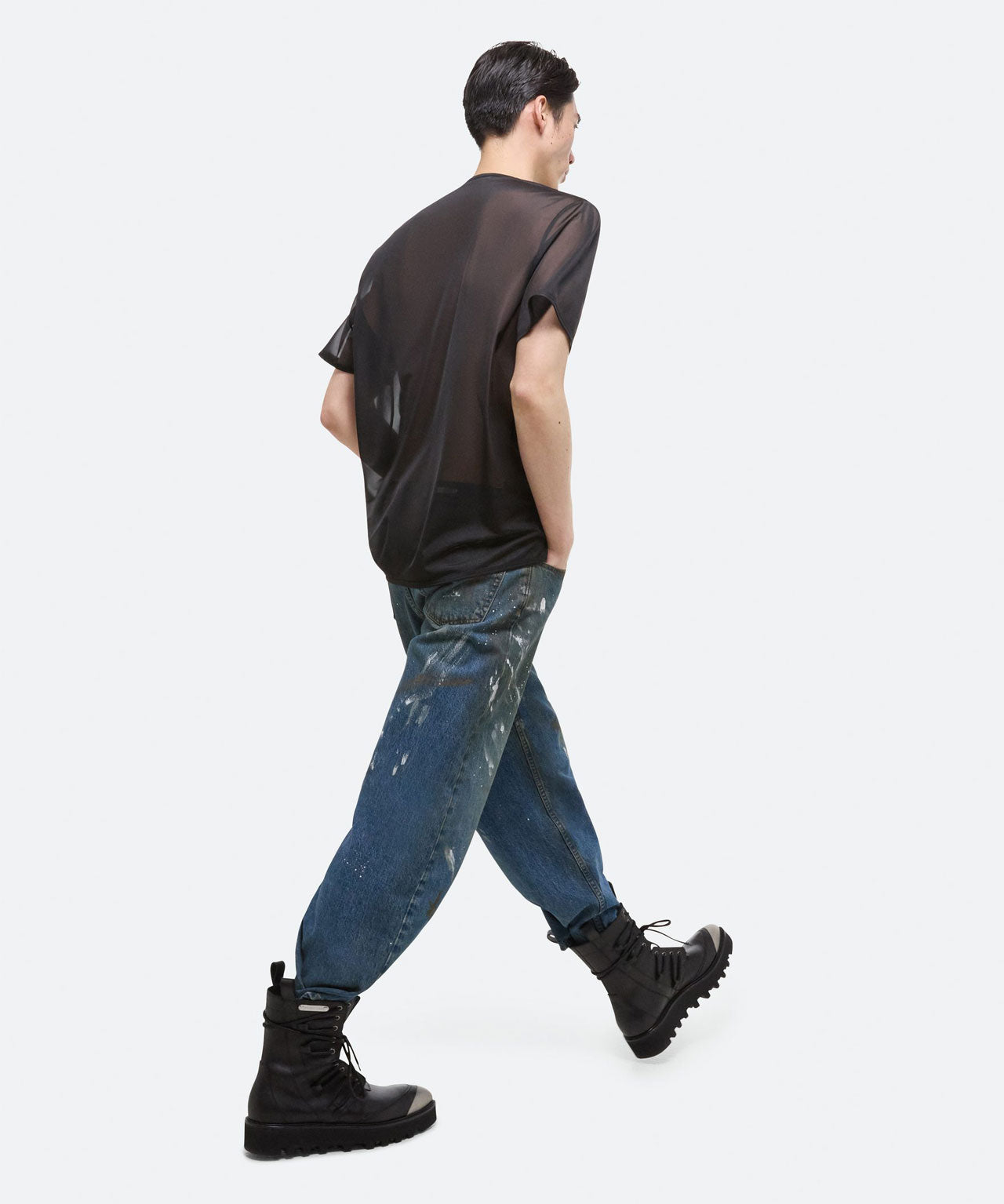 HELMUT LANG Zartes Mesh-TShirt mit Logoprint, 2 Farben