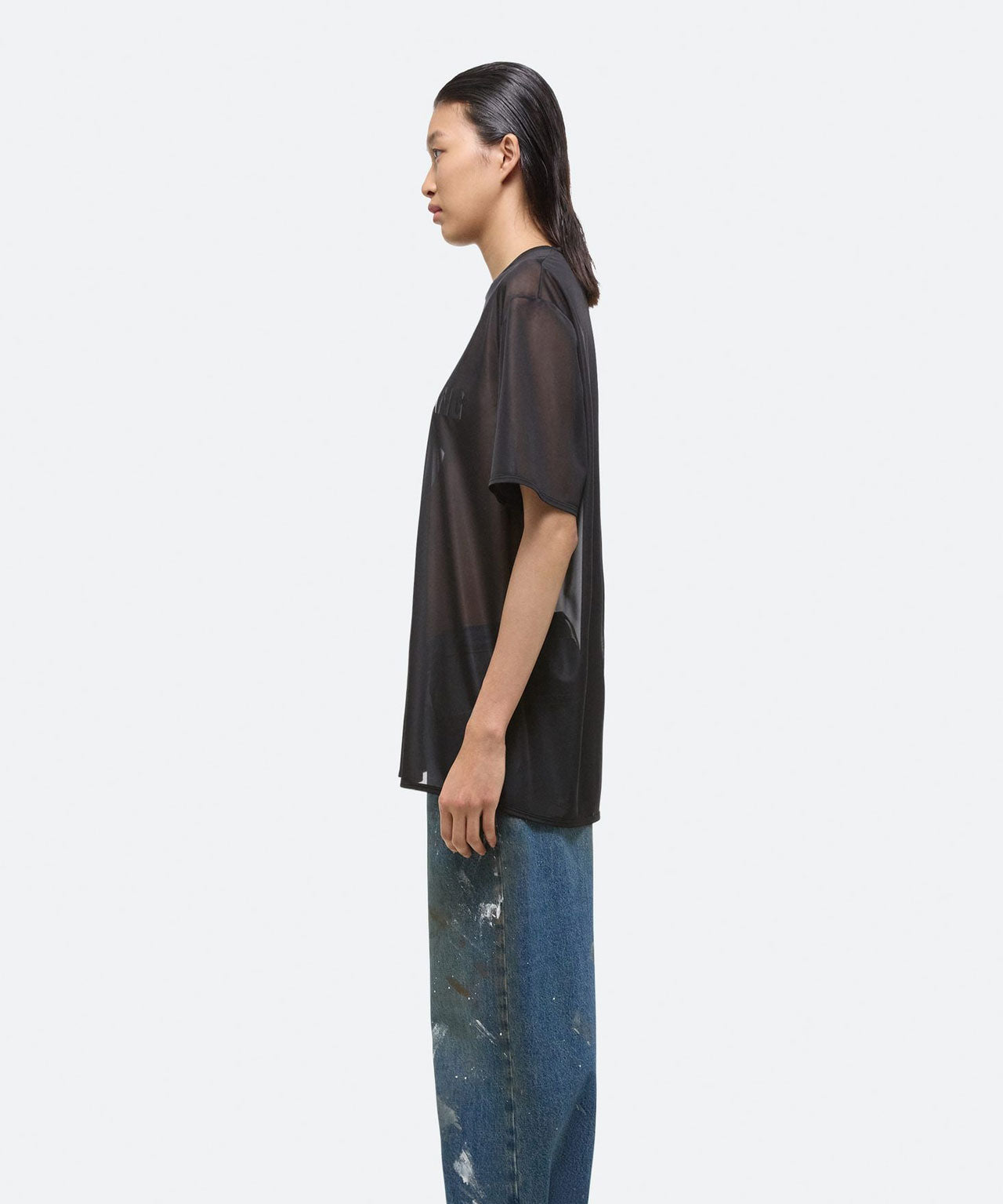 HELMUT LANG Zartes Mesh-TShirt mit Logoprint, 2 Farben