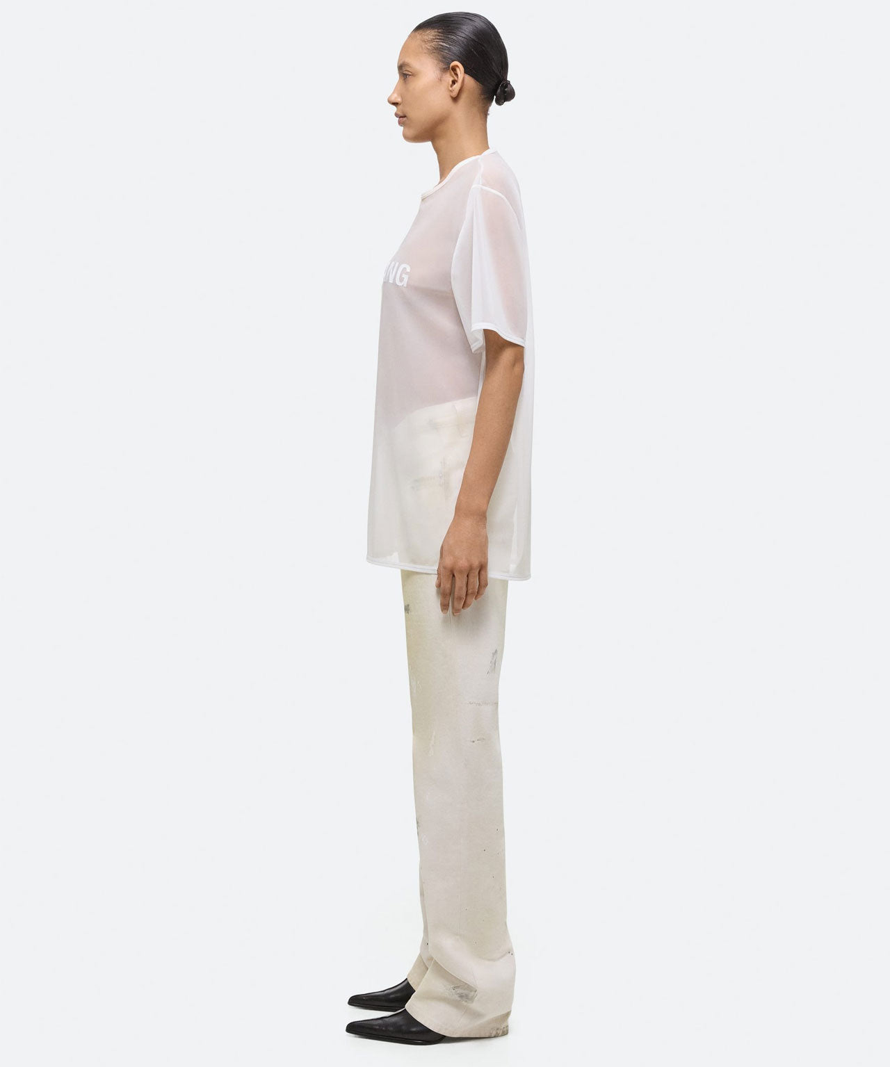 HELMUT LANG Zartes Mesh-TShirt mit Logoprint, 2 Farben