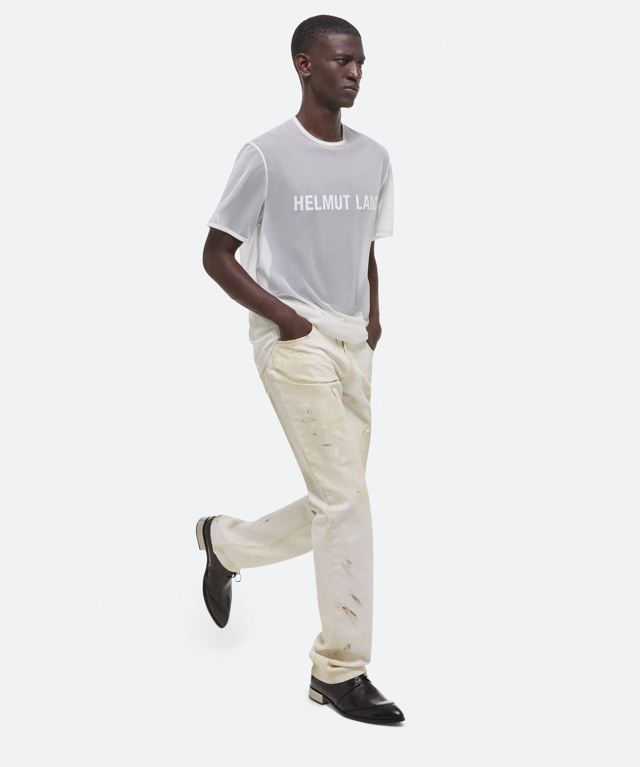 HELMUT LANG Zartes Mesh-TShirt mit Logoprint, 2 Farben