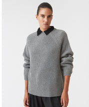 HOPE STOCKHOLM Wollpullover mit Rippen, grau