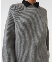 HOPE STOCKHOLM Wollpullover mit Rippen, grau
