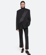 HELMUT LANG Schwarzer Anzugblazer mit Satineinsatz