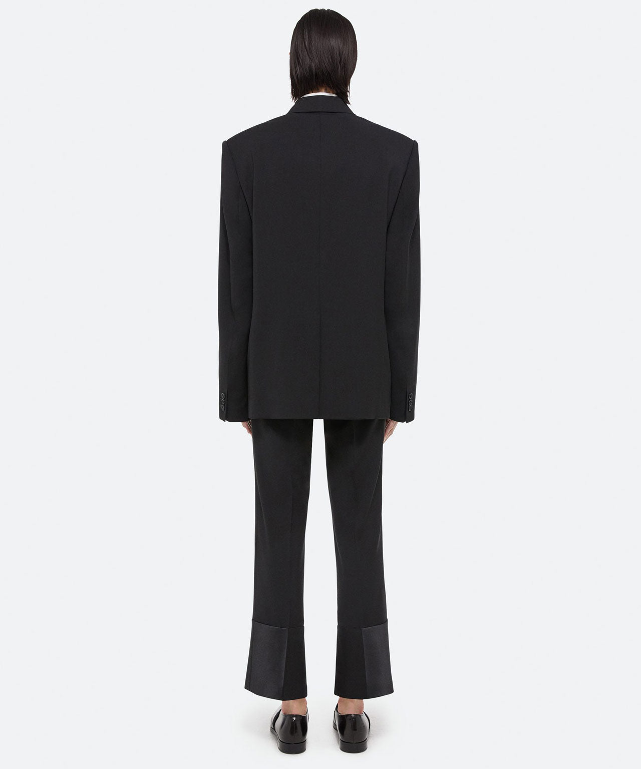 HELMUT LANG Schwarzer Anzugblazer mit Satineinsatz