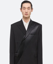 HELMUT LANG Schwarzer Anzugblazer mit Satineinsatz