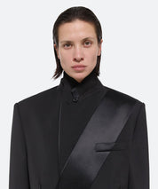 HELMUT LANG Schwarzer Anzugblazer mit Satineinsatz