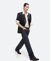 HELMUT LANG Schwarzer Anzugblazer mit Satineinsatz