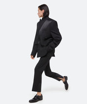 HELMUT LANG Schwarzer Anzugblazer mit Satineinsatz