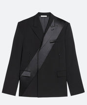 HELMUT LANG Schwarzer Anzugblazer mit Satineinsatz