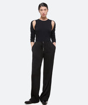 HELMUT LANG Schwarze Satinhose, gecrinkelt