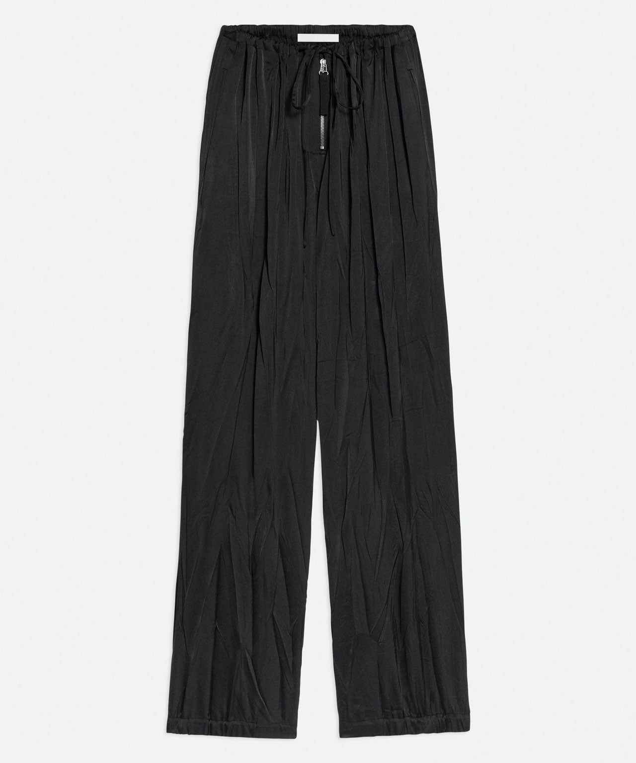 HELMUT LANG Schwarze Satinhose, gecrinkelt