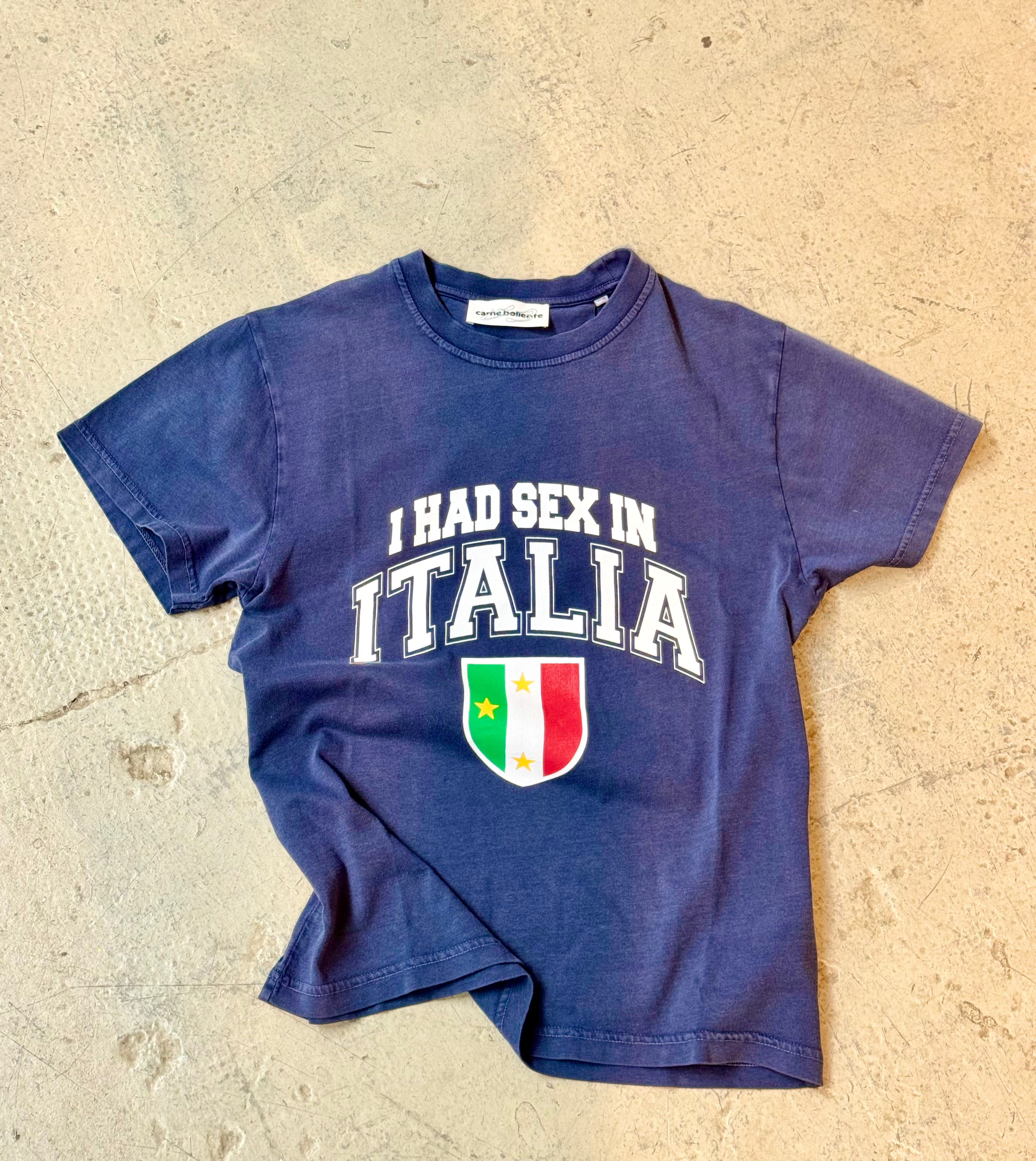 Carne Bollente Dunkelblaues T-Shirt mit Print "Ciao Bella"