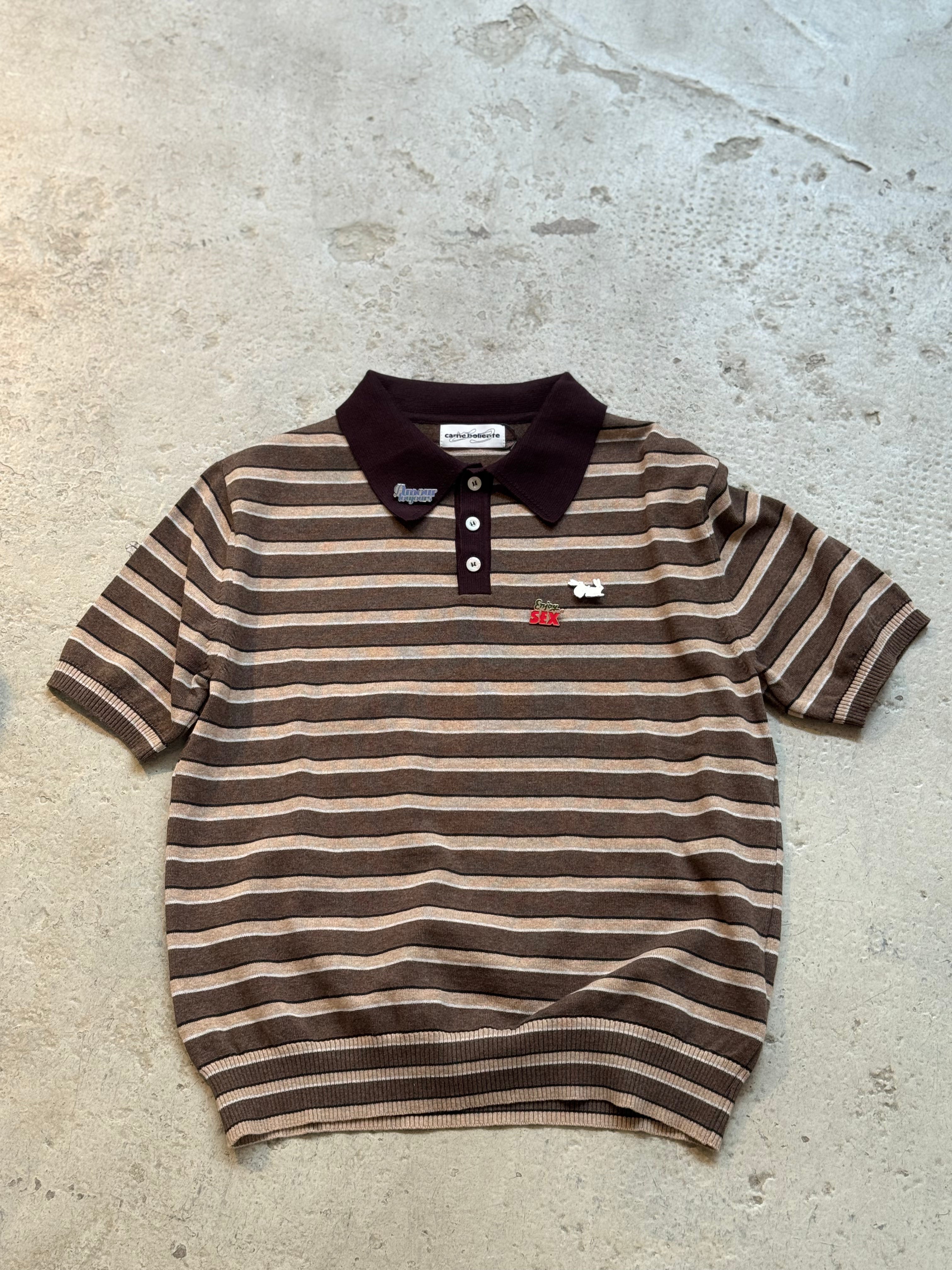 CARNE BOLLENTE Strickpoloshirt mit Pins