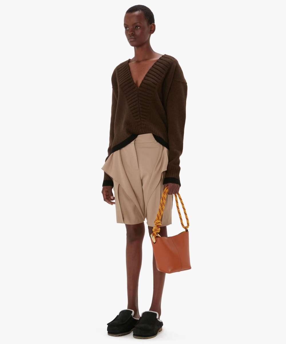 JW ANDERSON Cognacbraune Lederbucket-Tasche