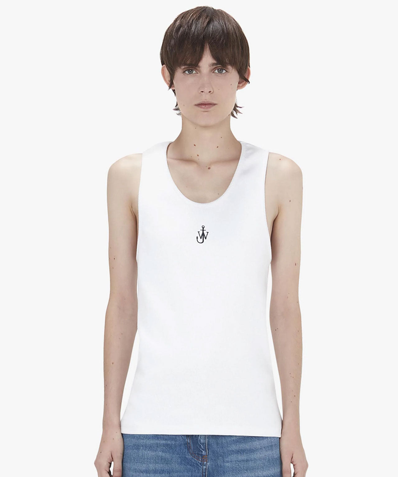 JW ANDERSON Weißes Tanktop mit kleiner Logostickerei