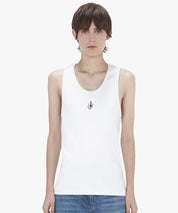 JW ANDERSON Weißes Tanktop mit kleiner Logostickerei