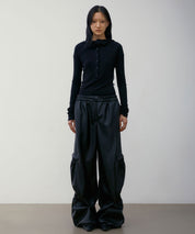 LOW CLASSIC Ripp-Longsleeve mit Kapuze